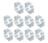 PATIKIL 10 Pack 13-15mm Double Ear Hose Clamp, Galvanized Steel Crimp Rings for Tubing Pipe Fitting Connections, Silver Tone