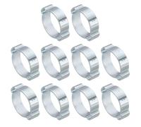PATIKIL 10 Pack 17-20mm Double Ear Hose Clamp, Galvanized Steel Crimp Rings for Tubing Pipe Fitting Connections, Silver Tone