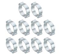 PATIKIL 10 Pack 22-25mm Double Ear Hose Clamp, Galvanized Steel Crimp Rings for Tubing Pipe Fitting Connections, Silver Tone