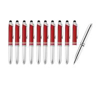 PATIKIL 10 Pack 3 in 1 Metal Pen, Black Ink 1.0mm Medium Point Stylus Pen for Touch Screens, Red