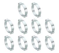 PATIKIL 10 Pack 37-40mm Double Ear Hose Clamp, Galvanized Steel Crimp Rings for Tubing Pipe Fitting Connections, Silver Tone