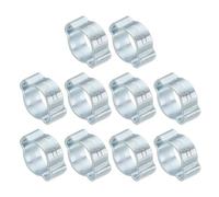 PATIKIL 10 Pack 9-11mm Double Ear Hose Clamp, Galvanized Steel Crimp Rings for Tubing Pipe Fitting Connections, Silver Tone