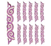 PATIKIL 10 Pack 9.4" Embroidery Sequin Appliques for Sewing, Embroidered Applique with Gold Trimming Floral Sew Iron on Patch for DIY Sewing Crafts Wedding Clothing Decor, Purple