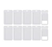PATIKIL 10 Pack Clear Badge Holder, Plastic ID Badge Holder Clear Window Vertical ID Protector Clips for Credit Cards Proximity Key Cards Licenses, White