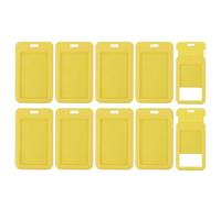 PATIKIL 10 Pack Clear Badge Holder, Plastic ID Badge Holder Clear Window Vertical ID Protector Clips for Credit Cards Proximity Key Cards Licenses, Yellow