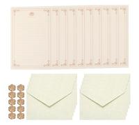 PATIKIL 10 Pack Colorful Business Envelopes, 4 x 6 Inch V Flap Parchment with A5 Paper and Sealing Wax Sticker Envelopes for Office Letter Mailing Checks Cards, Gray