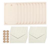 PATIKIL 10 Pack Colorful Business Envelopes, 4 x 6 Inch V Flap Parchment with A5 Paper and Sealing Wax Sticker Envelopes for Office Letter Mailing Checks Cards, Cream
