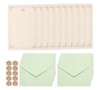 PATIKIL 10 Pack Colorful Business Envelopes, 4 x 6 Inch V Flap Parchment with A5 Paper and Sealing Wax Sticker Envelopes for Office Letter Mailing Checks Cards, Green