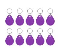 PATIKIL 10 Pcs 13.56MHz UID Writable Rewritable Smart Key Fobs, Clone IC Key Fob Tags Blank Smart Card Key Classic 1K for Entry Access Control System, Purple