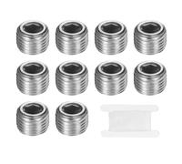 PATIKIL 10 Pcs 304 Stainless Steel Pipe Plug 1/4" BSP Male Internal Hex Thread Socket Pipe Plug Hex Countersunk Pipe Fitting for Sealing Water Oil Gas Pipeline, Silver