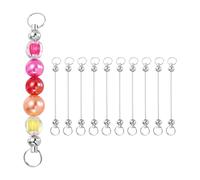 PATIKIL 10 Pcs Beadable Keychain Bars, Metal Beaded Keychain Blanks Bulk Making Supplies Kit with Double Side Loops for Pendant DIY Art Crafts, Silver Plating