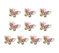 PATIKIL 10 Pcs Butterfly Rhinestone, Crystal Butterflies for Crafts Flatback Charms Rhinestone Embellishments for Clothing Jewelry Making Women DIY Decoration, Fantasy Color