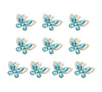 PATIKIL 10 Pcs Butterfly Rhinestone, Crystal Butterflies for Crafts Flatback Charms Rhinestone Embellishments for Clothing Jewelry Making Women DIY Decoration, Lake Blue