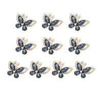 PATIKIL 10 Pcs Butterfly Rhinestone, Crystal Butterflies for Crafts Flatback Charms Rhinestone Embellishments for Clothing Jewelry Making Women DIY Decoration, Dark Blue