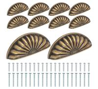 PATIKIL 10 Pcs Cabinet Cup Pulls 3" (76mm) Hole Center Vintage Drawer Handles Knobs Furniture Handle for Kitchen Dresser Hardware, Bronze