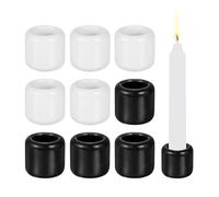 PATIKIL 10 Pcs Chime Candle Holder, 1.8cm ID Ceramic Mini Candle Holder for Meditation Spell Supplies Table Centerpieces Home Decoration, Black/White