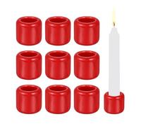 PATIKIL 10 Pcs Chime Candle Holder, 2.2cm ID Ceramic Mini Candle Holder for Meditation Spell Supplies Table Centerpieces Home Decoration, Red