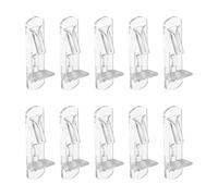PATIKIL 10 Pcs Locking Shelf Pins, Clear Plastic Locking Shelf Support Pegs Cabinet Bracket Clips Fits 6mm Peg Hole 16mm(1/4") Thick Shelf for Kitchen Cabinet Furniture