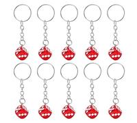PATIKIL 10 Pcs Lucky Dice Keychain Charm, Resin 3D Cube Square Mini Dice Keyrings with Pendants for Bag, Wallet, Purse, Car, Cellphone Accessories, Red