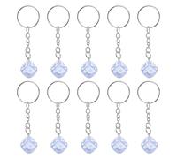 PATIKIL 10 Pcs Lucky Dice Keychain Charm, Resin 3D Cube Square Mini Dice Keyrings with Pendants for Bag, Wallet, Purse, Car, Cellphone Accessories, Sky Blue