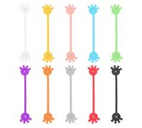 PATIKIL 10 PCS Magnetic Cable Ties, Cute Elastic Silicone Cable Ties Magnetic Hand Shape Cord Clip Cable Management Organizer for Office Home, 10 Colors
