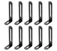 PATIKIL 10 Pcs Metal L-Shape Brackets, 76mm x 30mm (2.99"x1.2") 90 Degree l Bracket Corner Braces Cold Rolled Steel Right Angle Mounts with Screws for Wood Shelves Furniture, Black