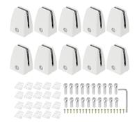 PATIKIL 10 Pcs Office Desk Partition Support Bracket, Aluminum Alloy Sneeze Guard Support Clamps Desktop Divider Clips for Offices Stores Counter Privacy Panel, White
