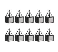 PATIKIL 10 Pcs Paper Gift Bags with Window, 20 x 20 x 20cm Square Medium Kraft Gift Wrap Bags for Wedding Birthday Bridesmaid Party Shopping, Black & White