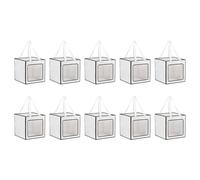 PATIKIL 10 Pcs Paper Gift Bags with Window, 20 x 20 x 20cm Square Medium Kraft Gift Wrap Bags for Wedding Birthday Bridesmaid Party Shopping, White/Black