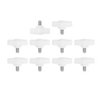 PATIKIL 10 Pcs t Wing Knobs Thumb Screws, M5 x 8mm Male Thread 304 Stainless Steel Stud Z Type Plastic Handle Adjustable Clamping Screw Knob for Remove Tightening Knob Replacement, White