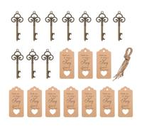 PATIKIL 10 Pcs Vintage Key Bottle Openers Wedding Party Favor Souvenir Gift Set with Thank You Tag, Organza Bags, Rope for Guests, Bronze