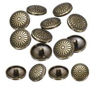 PATIKIL 10 Pcs Vintage Metal Buttons,20mm Round Shank Buttons Engraved Flower Pattern with Metal Shank Hole for Sewing Crafts Projects, Coats, Jackets, DIY Decoration, Yellow-Black
