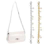 PATIKIL 10" Pearl Bag Extender Chain, 2Pcs Purse Strap Extenders Chain Purse Making Supplies for Replacement Handbag Shoulder Bag Wallet Shoes Decoration, Silver Tone/Gold Tone
