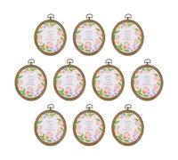 PATIKIL 10 Pieces 3.9"x3.1" Embroidery Hoops Frame Imitated Wood Oval Cross Stitch Hoop Ring for Embroidery Art Craft Handy Sewing Decoration