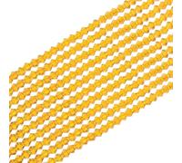 PATIKIL 10 Strands 4mm Bicone Crystal Glass Beads, 840 Pcs Rondelle Faceted Crystal Beads Charms Bulk for Jewelry Making Earrings Bracelets DIY Craft, Golden Yellow