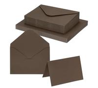 PATIKIL 10 x 15cm Blank Greeting Cards and Envelopes, 50Sets Half Fold Note Cards and Envelopes 250g Thick Cardstock for DIY Wedding Birthday Party Invitations, Dark Coffee