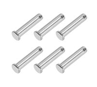 PATIKIL 10 x 45 Mm Single Hole Clevis Pins, 6 Pcs 304 Stainless Steel Flat Head Pin for Hitch Pin Lock Link Hinge Systems, Silver