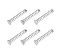 PATIKIL 10 x 60 Mm Single Hole Clevis Pins, 6 Pcs 304 Stainless Steel Flat Head Pin for Hitch Pin Lock Link Hinge Systems, Silver