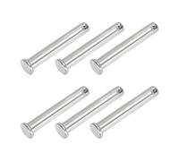 PATIKIL 10 x 65 Mm Single Hole Clevis Pins, 6 Pcs 304 Stainless Steel Flat Head Pin for Hitch Pin Lock Link Hinge Systems, Silver