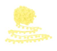 PATIKIL 10 Yard x 1 Inch Pom Pom Ball Fringe Trim, 1 Roll Embroidered Pompoms Trim Ribbon Mini Ball Tassel Lace Accessory for Sewing DIY Crafts Home Curtain Decoration, Light Yellow
