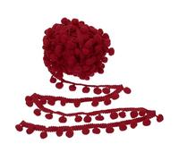 PATIKIL 10 Yard x 1 Inch Pom Pom Ball Fringe Trim, 1 Roll Embroidered Pompoms Trim Ribbon Mini Ball Tassel Lace Accessory for Sewing DIY Crafts Home Curtain Decoration, Dark Red