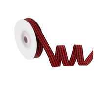 PATIKIL 10 Yard x 3/8 Inch Gingham Ribbon, Plaid Ribbon Nylon Checkered Gift Wrapping Strip for Thanksgiving Bow Wreath Craft Birthday Wedding, Black Red