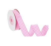 PATIKIL 10 Yard x 5/8 Inch Gingham Ribbon, Plaid Ribbon Nylon Checkered Gift Wrapping Strip for Thanksgiving Bow Wreath Craft Birthday Wedding, Pink