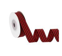 PATIKIL 10 Yard x 5/8 Inch Gingham Ribbon, Plaid Ribbon Nylon Checkered Gift Wrapping Strip for Thanksgiving Bow Wreath Craft Birthday Wedding, Black Red