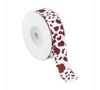 PATIKIL 10 Yards Ribbon for Gift Wrapping, 1pcs 22 mm (7/8inch) Cow Print Ribbons for Crafts Thin Ribbon for Wedding Decoration Gifts Home Coming-Mum Hat Bow, Brown White