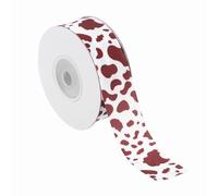 PATIKIL 10 Yards Ribbon for Gift Wrapping, 1pcs 25mm / 1 Inch Cow Print Ribbons for Crafts Thin Ribbon for Wedding Decoration Gifts Home Coming-Mum Hat Bow, Brown White