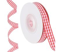 PATIKIL 10 Yards x 0.4" Gingham Plaid Ribbon, Red and White Gift Wrapping Ribbons for Thanksgiving Bow Wreath Craft Birthday Wedding