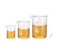 PATIKIL 100/250/500ml Low Form Glass Beaker, 3Pcs 3.3 Borosilicate Glass Beakers Graduated Measuring Cup with Magnetic Stir Bar for Lab Experiment, Cooking and Baking, Clear