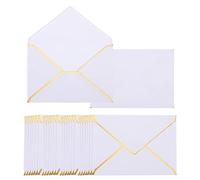 Patikil 100 Pack 5 x 7 A7 Card Christmas Envelopes with Gold Border for Office, Wedding, Invitations, Graduation (White)