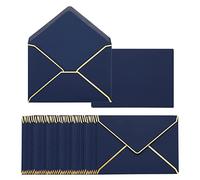 PATIKIL 100 Pack 5 x 7 A7 Card Envelopes With Gold Border for Office, Wedding Gift Cards, Invitations, Graduation (Blue)